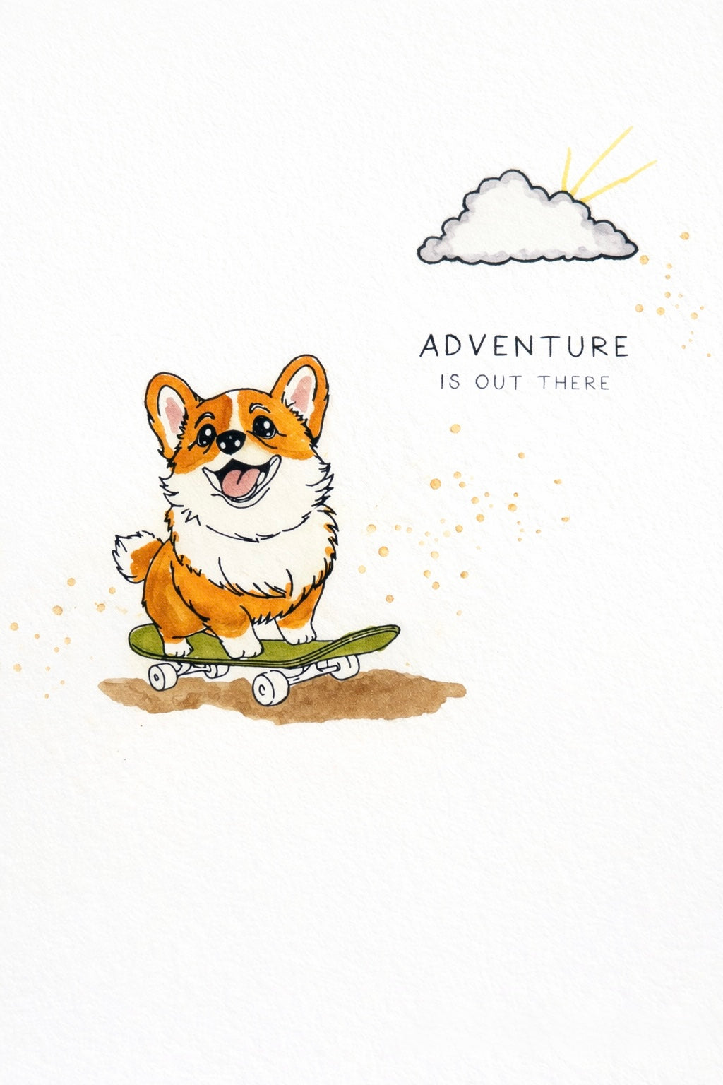 Life’s an Adventure – Corgi Skateboard Card