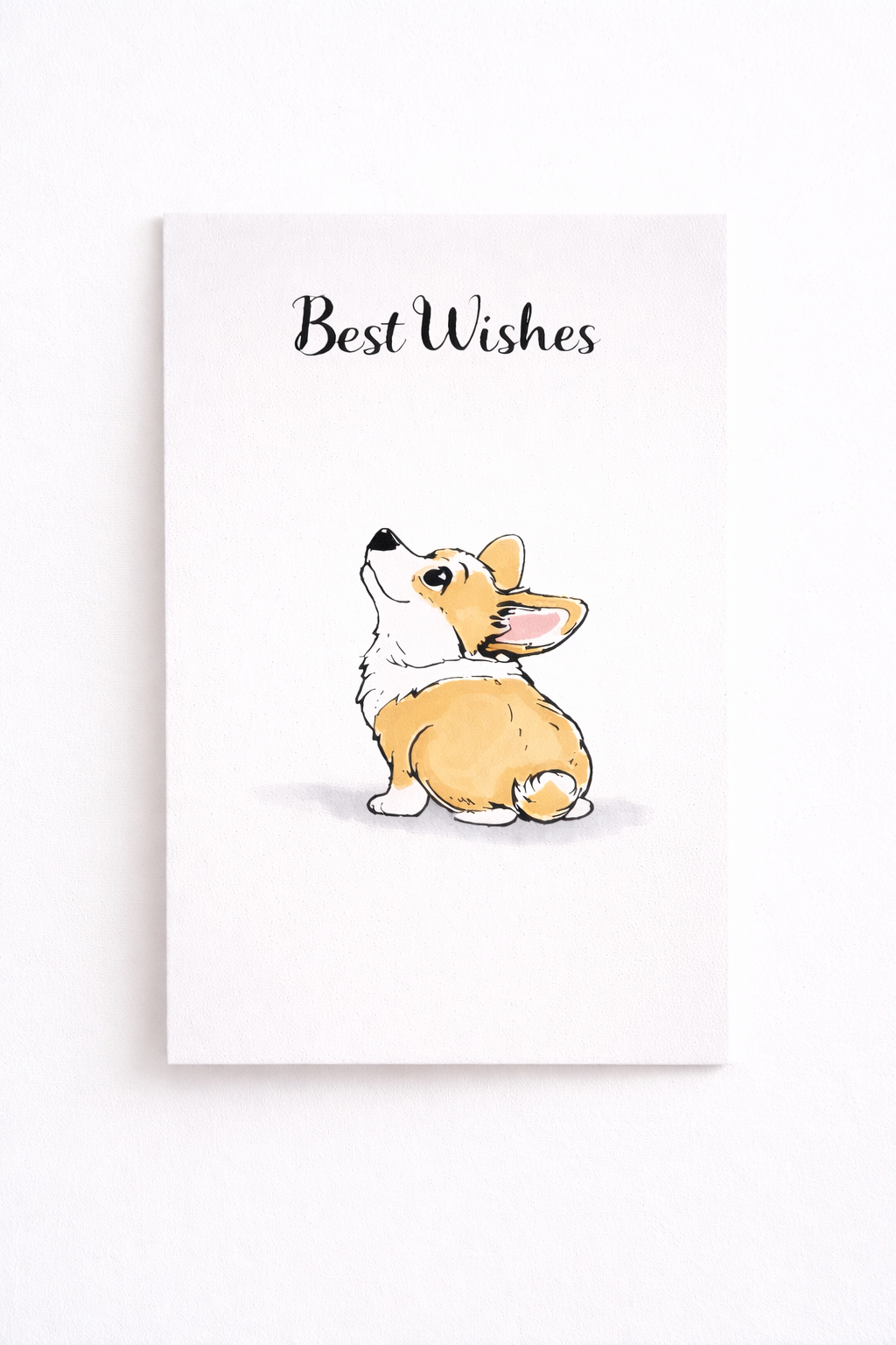 Hopeful Glance Corgi – 5x7 Handmade Greeting Card (multiple sentiments available)
