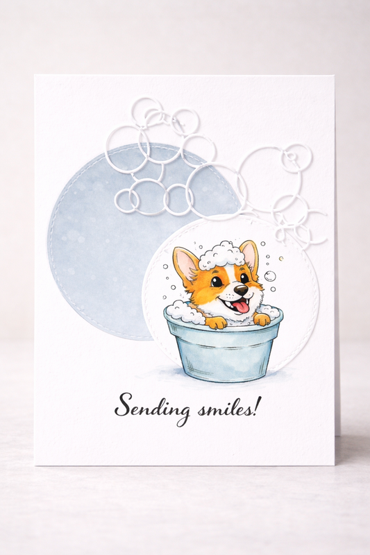 Sending Smiles – Corgi Bath Card
