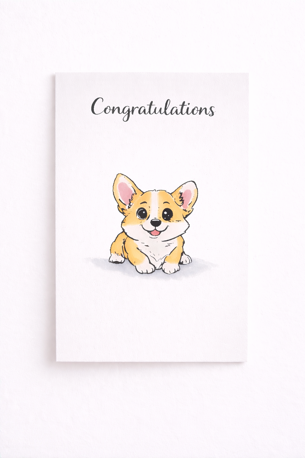 Front & Center Corgi – 5x7 Handmade Greeting Card (multiple sentiments available)