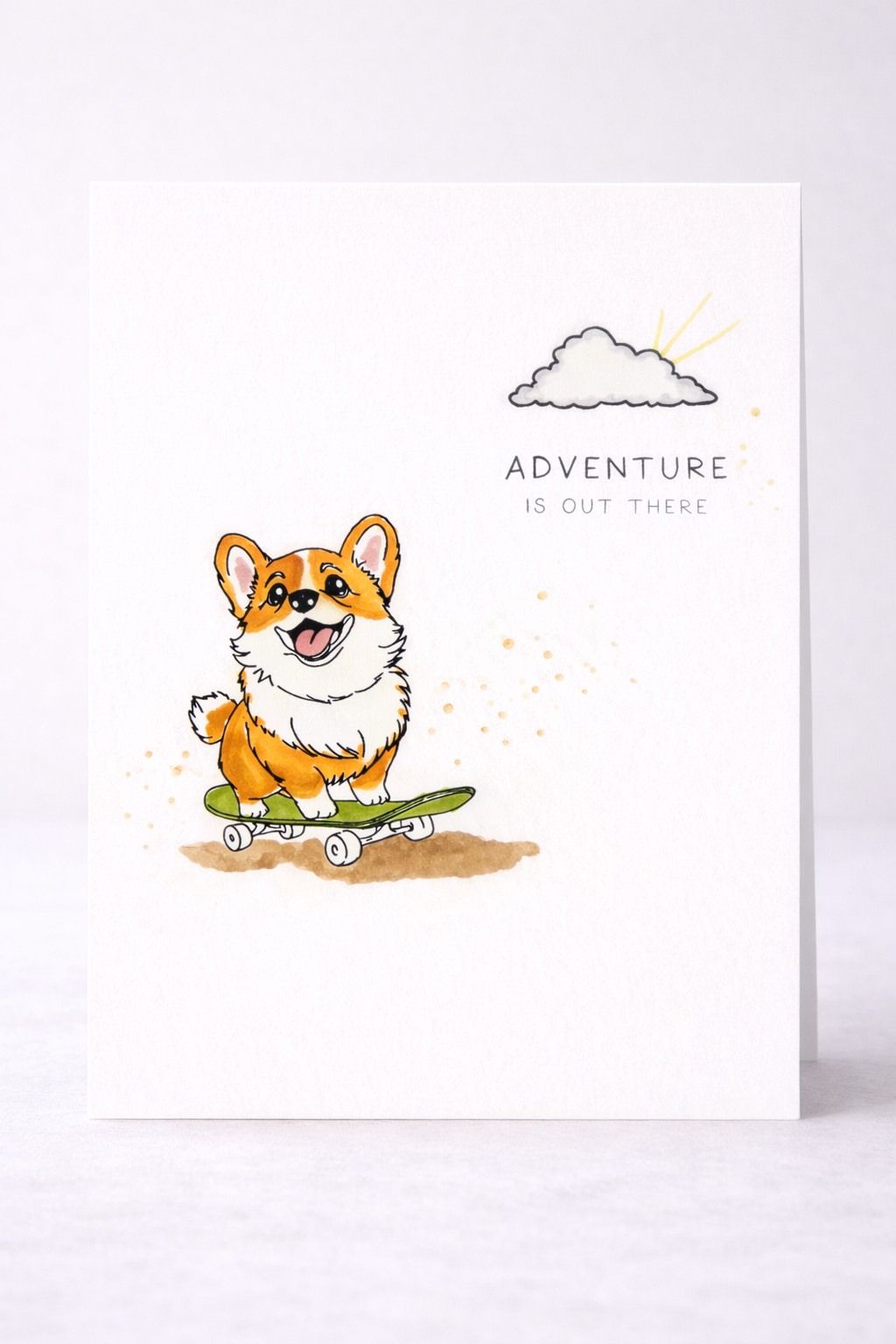 Life’s an Adventure – Corgi Skateboard Card