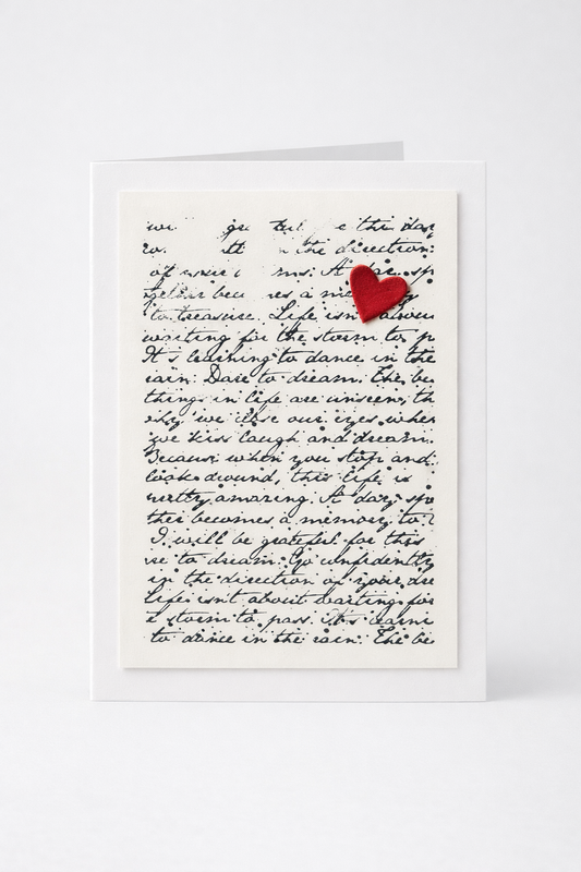 You Are Loved – Script Background with Red Heart | Encouragement Card