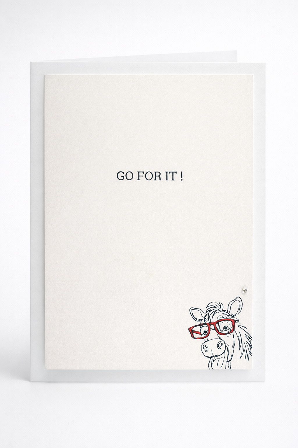 Go For It! Encouragement Card – Horse with Red Glasses