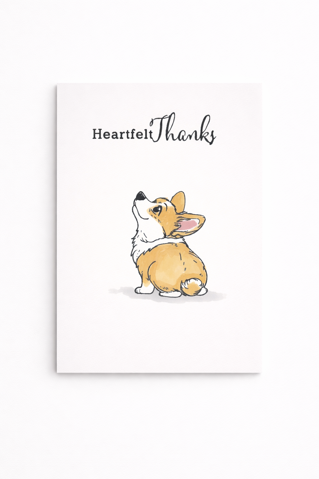 Hopeful Glance Corgi – 5x7 Handmade Greeting Card (multiple sentiments available)