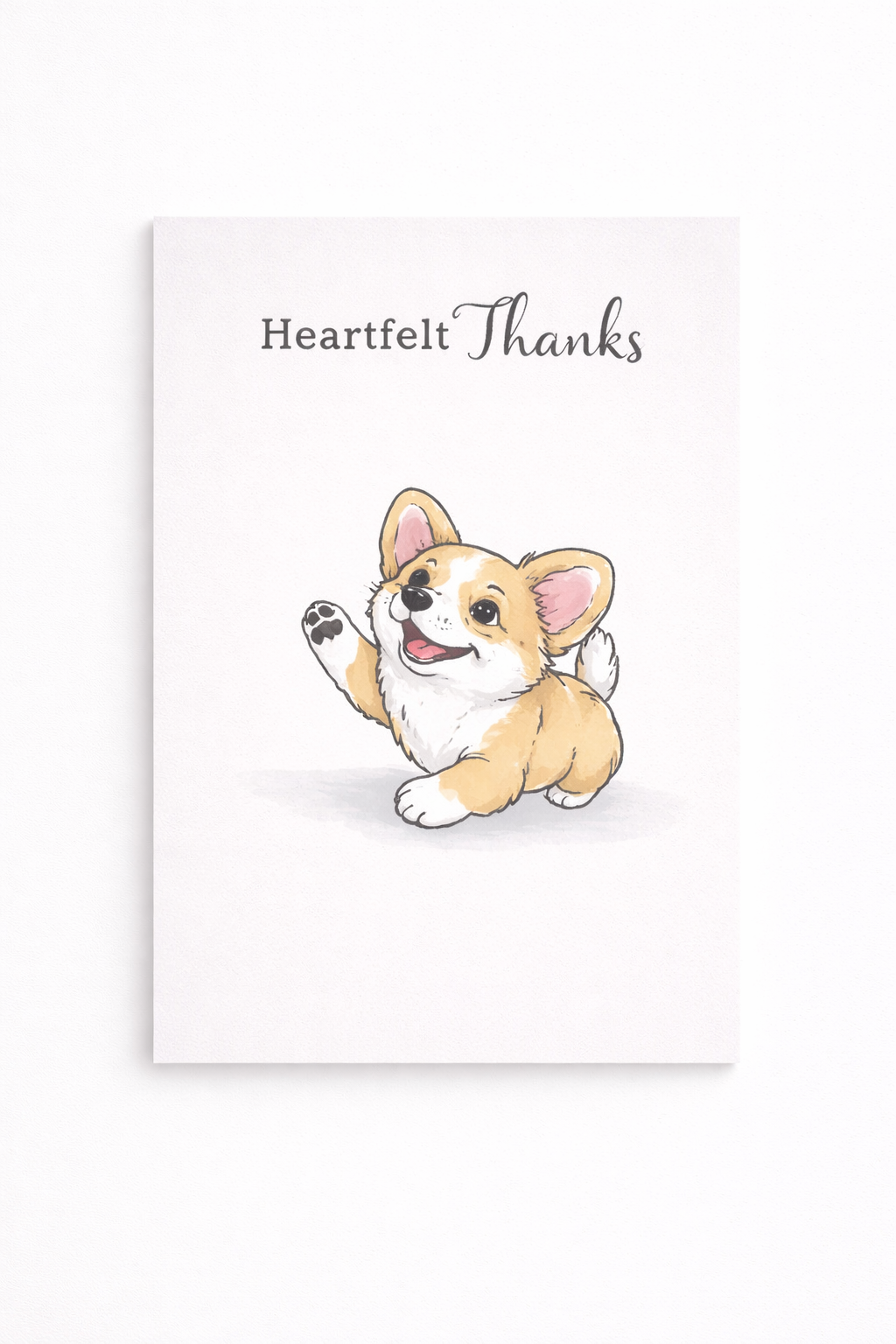 The Waving Corgi – 5x7 Greeting Card (Multiple Sentiments Available)
