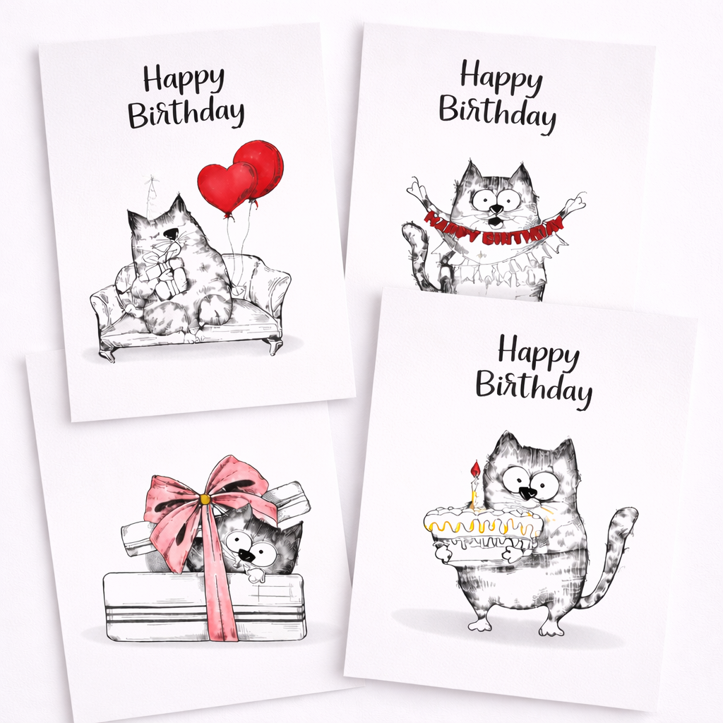 Happy Birthday Cat Card – Cute & Funny 5x7 Birthday Card for Cat Lovers (Choose Your Design)