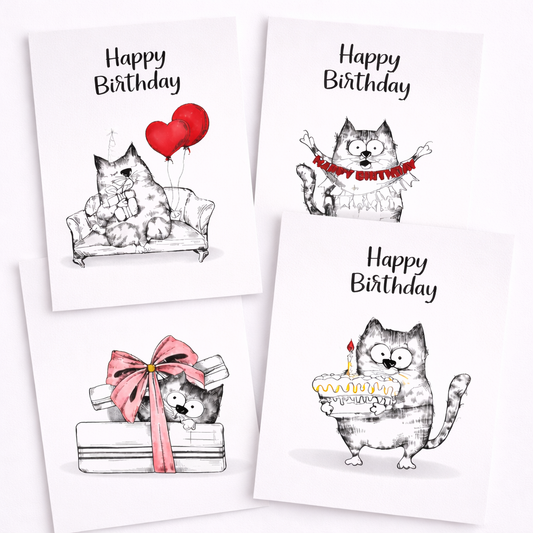 Happy Birthday Cat Card – Cute & Funny 5x7 Birthday Card for Cat Lovers (Choose Your Design)