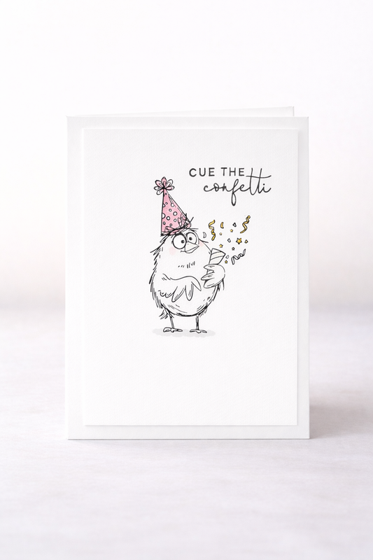 Cue the Confetti – Celebration Greeting Card | Handmade 5x7 Blank Inside