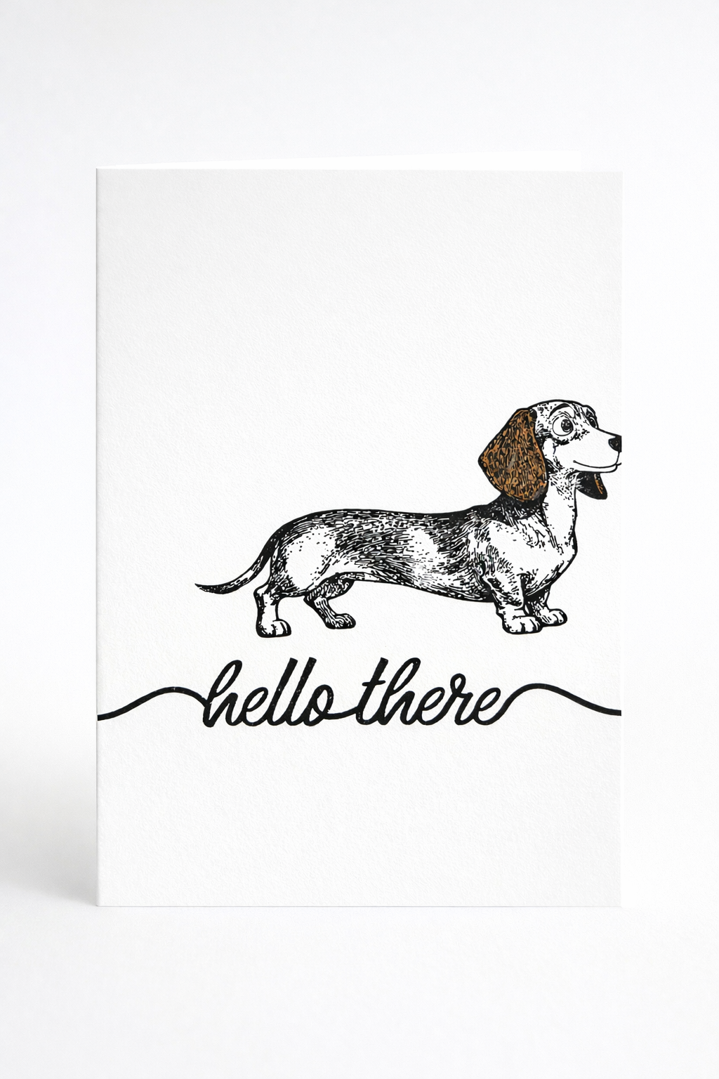 Dachshund “Hello There” Greeting Card – Minimal Dog Lover Card (5x7)