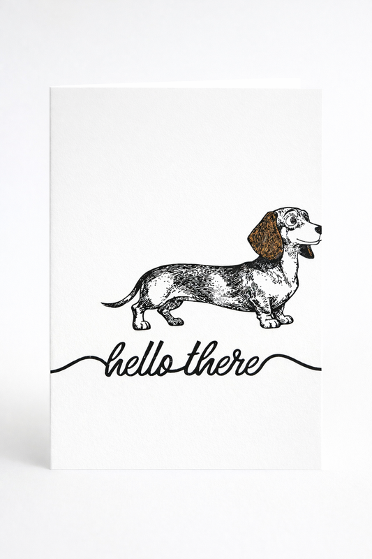 Dachshund “Hello There” Greeting Card – Minimal Dog Lover Card (5x7)