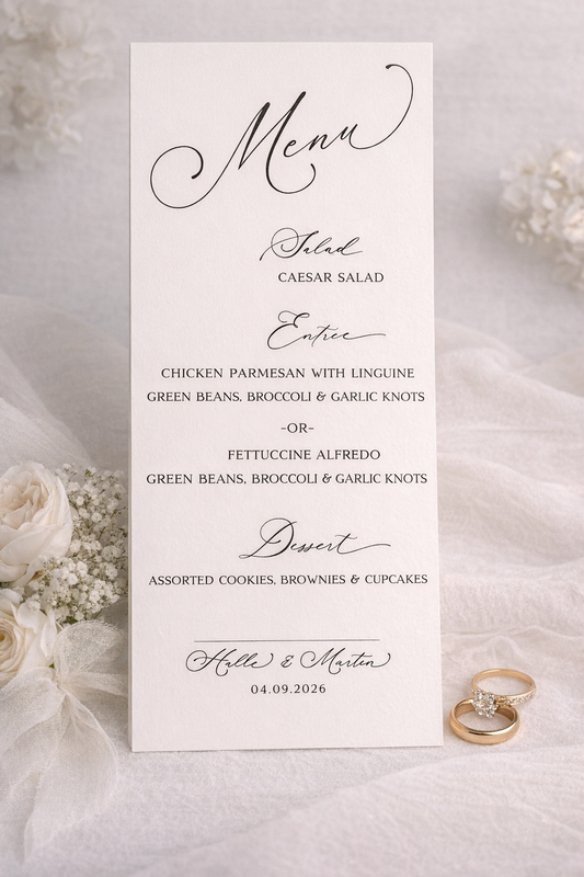 Wedding Menu Cards – Simple & Elegant Design